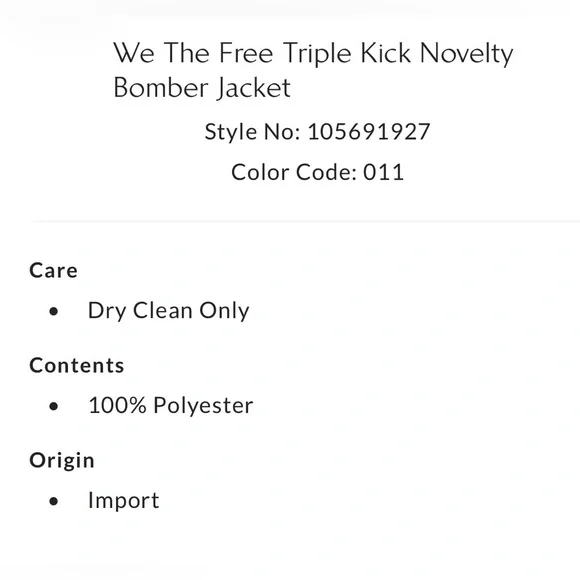 ▪️NWT We The Free Triple Kick Novelty Bomber Jacket - small - Picture 7 of 10